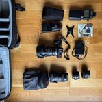 Canon EOS RP fotopaket med objektiv, blixtar och ryggsäck