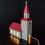 Retro- Julkyrka adventskyrka med belysning samt spelverk