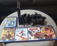 PS2 Slim / 5 Spel / 2 Handkontroller 