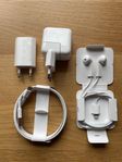 Apple laddare, sync-kabel och hörlurar