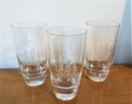 4 st retro vintage Glas kristall graverad skepp båt