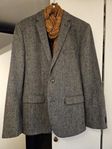 LAMMULLS-TWEED-kavaj /blazer Grå Stl 52 100% Lammull Nyskic