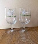 2 st retro vintage glas med fot retsinaglas retsina