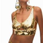 H&M / HM x Paco Rabanne Gold Sequined Crop Top