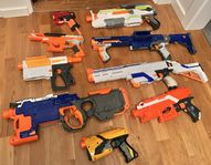 Nerf vapen, tillbehör och väst (Pris kan diskuteras)