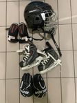 Bauer varpor hockey, hjälm mm, skridskor storlek 31