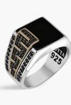 Black Zircon Minimail Ring, 925 Silver