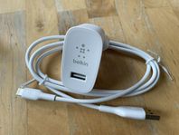 strömadapter 12 W+ kabel med Lightning/usb