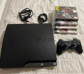 Playstation 3 slim med tillbehör och spel