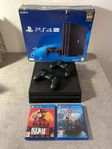 PS4 PRO 1TB + 2 Kontroller + 2 Spel