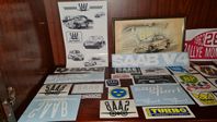 En samling klistermärken racing nostalgi Saab 