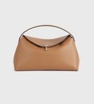 Toteme T-Lock Grained-Leather Top Handle, Tan