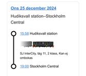 Tågbiljett Hudiksvall Stockholm 