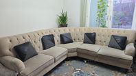 Divan soffa beige sammet 