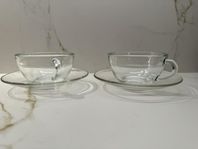 franska glas kaffe kopp med assiett 2 sets made in france