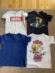 100 kr. 4 t shirts  stl 122-128 Marvel, Spungebob etc 