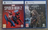 PS5 spel "Spiderman 2" & "Assassins Creed Mirage"