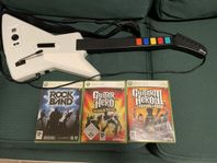 Guitar Hero Xplorer Gitarr + 3 Spel (Xbox 360)