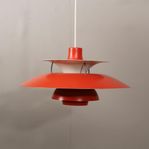 PH5 - Lampa röd/blå/vit - Poul Henningsen - 70 tal