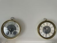 Kopparväggklocka och barometer