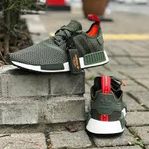 Adidas NMD R1 Olive Orange Sneakers 