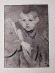 Helene Schjerfbeck - "Vedhuggaren", original 1945 rotogravyr