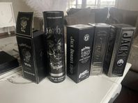 Jack Daniels plåtburkar, motörhead pappersrör