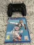 PS4 handkontroll i toppskick och Fifa 19