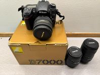 Nikon D7000 med tre objektiv