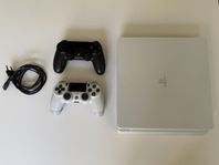 Playstation 4 Slim White + 2 Handkontroller