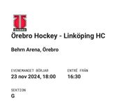 2 st sittplatser Örebro Hockey - Linköping HC den 23/11.