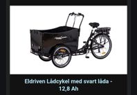 Eldriven Cargo Bike säljs med tillbehör 