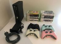 Xbox 360 Slim (250 GB) + 18 Spel + 4 Kontroller