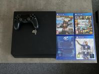 ps4 PRO 1tb + 4 spel