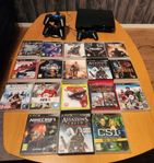 PS3 med 18 spel med 3 handkontroller