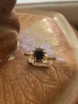 18k red gold ring with a blue Sapphire & natural diamonds 