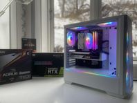 *HELT NYBYGGD* VIT GAMING PC GLAS PANEL