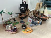 2 Playmobil piratskepp och tillbehör