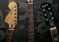 Vänster elgitarr Squier by Fender Strata o Epiphone LP