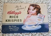 Vintage plåtskylt - Kellogg's rice krispies