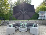 loungeset utomhus med parasol