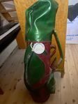 Vintage golfbag i rött o grönt