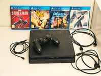 PS4 Slim i toppskick + 4 spel (2 oöppnade)