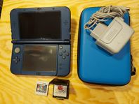 "New"  Nintendo 3DS XL Metalic Blue med 2 spel