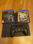 PS4 slim 500 gb med 2 spel