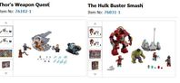 76031 hulk buster och 76102 thors weapon