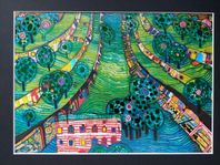 Friedensreich HUNDERTWASSER - "Green town", offsettryck