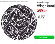 Rund bricka Åry design trays Sweden "Wings" svart vit