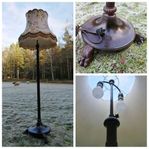 Golvlampa med lejontassar & härligt blommig retro skärm