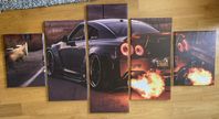 5-delad canvas tavla. Nissan GTR R35. bra julklapp